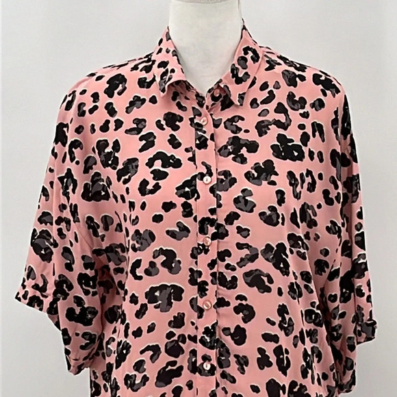 Maeve by Anthropologie Rita Leopard Print Tie Front Tunic in Pink - NEW - Medium - Picture 4 of 10